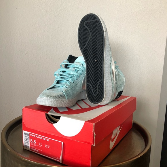 Rare! Disco Nike Blazers women's size 5.5, metallic silver/ minty fresh! - Picture 9 of 16
